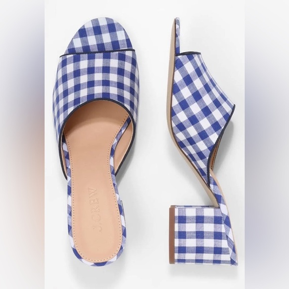J. Crew All-Day Mules in Blue/White Gingham Size 8 - Picture 3 of 11